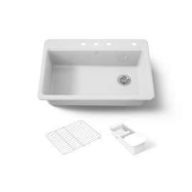 33" top-mount single-bowl workstation kitchen sink