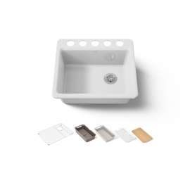 25" undermount single-bowl workstation kitchen sink