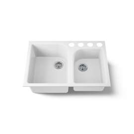 33" undermount double-bowl kitchen sink