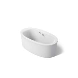 65-1/2" x 35-1/2" freestanding bath with Bask(R) heated surface and straight shroud