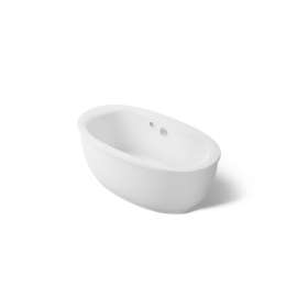 65-1/2" x 35-1/2" oval freestanding bath with Bask(R) heated surface and fluted shroud