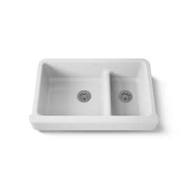 Smart Divide(R) 35-1/2" undermount double-bowl farmhouse kitchen sink with short apron