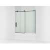 62" H sliding bath door with 3/8"-thick glass