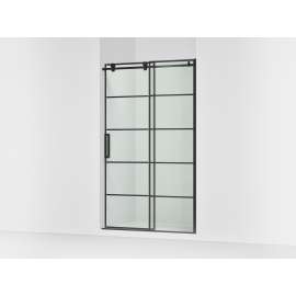 Sliding shower door, 78" H x 44-1/8 - 47-7/8" W, with 3/8" thick Crystal Clear glass with rectangular grille pattern
