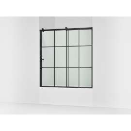 62-1/2" H sliding bath door with 3/8"-thick glass