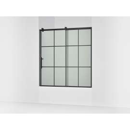 62-1/2" H sliding bath door with 3/8"-thick glass