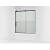 62-1/2" H sliding bath door with 3/8"-thick glass