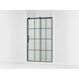 77" H sliding shower door with 3/8"-thick glass