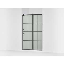 77" H sliding shower door with 3/8"-thick glass