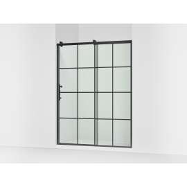 77" H sliding shower door with 3/8"-thick glass