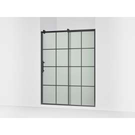 77" H sliding shower door with 3/8"-thick glass
