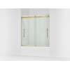 Frameless sliding bath door, 61-9/16" H x 56-5/8 - 59-5/8" W, with 5/16"-thick Crystal Clear glass
