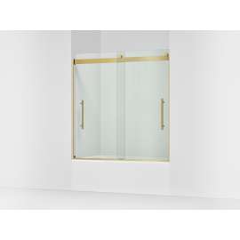 Frameless sliding bath door, 61-9/16" H x 56-5/8 - 59-5/8" W, with 5/16"-thick Crystal Clear glass