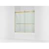 Frameless sliding bath door, 61-9/16" H x 56-5/8 - 59-5/8" W, with 5/16"-thick Crystal Clear glass