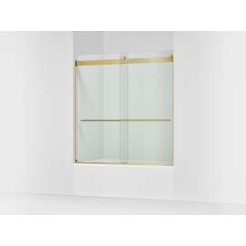 Frameless sliding bath door, 61-9/16" H x 56-5/8 - 59-5/8" W, with 5/16"-thick Crystal Clear glass