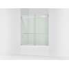 Frameless sliding bath door, 61-9/16" H x 56-5/8 - 59-5/8" W, with 5/16"-thick Crystal Clear glass