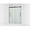 Frameless sliding shower door, 77-9/16" H x 56-5/8 - 59-5/8" W, with 5/16"-thick Crystal Clear glass