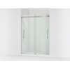 Frameless sliding shower door, 77-9/16" H x 56-5/8 - 59-5/8" W, with 5/16"-thick Crystal Clear glass