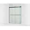 Frameless sliding shower door, 77-9/16" H x 56-5/8 - 59-5/8" W, with 5/16"-thick Crystal Clear glass