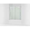 Frameless sliding bath door, 61-9/16" H x 56-5/8 - 59-5/8" W, with 3/8"-thick Crystal Clear glass