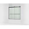 61-9/16" H sliding bath door with 3/8"-thick glass
