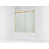 62" H sliding bath door with 1/4"-thick glass