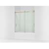 62" H sliding bath door with 1/4"-thick glass