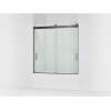 62" H sliding bath door with 1/4"-thick glass