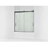 62" H sliding bath door with 1/4"-thick glass