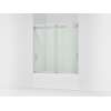 62" H sliding bath door with 1/4"-thick glass