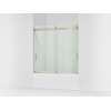 Sliding bath door, 59-3/4" H x 56-5/8 - 59-5/8" W, with 1/4" thick Crystal Clear glass