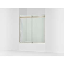 Sliding bath door, 59-3/4" H x 56-5/8 - 59-5/8" W, with 1/4" thick Crystal Clear glass