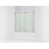 Sliding bath door, 59-3/4" H x 56-5/8 - 59-5/8" W, with 1/4" thick Crystal Clear glass