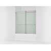 Sliding bath door, 62" H x 56-5/8 - 59-5/8" W, with 1/4" thick Frosted glass