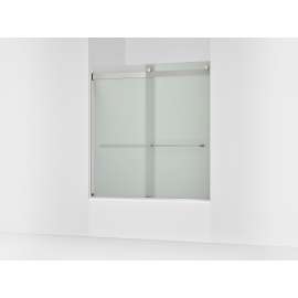 Sliding bath door, 62" H x 56-5/8 - 59-5/8" W, with 1/4" thick Frosted glass