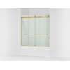 Sliding bath door, 62" H x 56-5/8 - 59-5/8" W, with 1/4" thick Crystal Clear glass