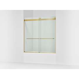 Sliding bath door, 62" H x 56-5/8 - 59-5/8" W, with 1/4" thick Crystal Clear glass