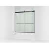 Sliding bath door, 62" H x 56-5/8 - 59-5/8" W, with 1/4" thick Crystal Clear glass