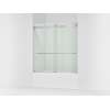 Sliding bath door, 62" H x 56-5/8 - 59-5/8" W, with 1/4" thick Crystal Clear glass