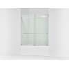 Sliding bath door, 62" H x 56-5/8 - 59-5/8" W, with 1/4" thick Crystal Clear glass