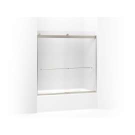 Sliding bath door, 59-3/4" H x 56-5/8 - 59-5/8" W, with 1/4" thick Frosted glass