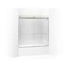Sliding bath door, 59-3/4" H x 56-5/8 - 59-5/8" W, with 1/4" thick Crystal Clear glass