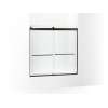 Sliding bath door, 59-3/4" H x 56-5/8 - 59-5/8" W, with 1/4" thick Crystal Clear glass