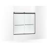 Sliding bath door, 59-3/4" H x 56-5/8 - 59-5/8" W, with 1/4" thick Crystal Clear glass