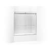 Sliding bath door, 59-3/4" H x 56-5/8 - 59-5/8" W, with 1/4" thick Crystal Clear glass