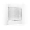 Sliding bath door, 59-3/4" H x 56-5/8 - 59-5/8" W, with 1/4" thick Crystal Clear glass