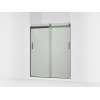 Sliding shower door, 74" H x 56-5/8 - 59-5/8" W, with 1/4" thick Frosted glass and blade handles