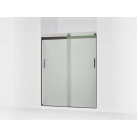 Sliding shower door, 74" H x 56-5/8 - 59-5/8" W, with 1/4" thick Frosted glass and blade handles