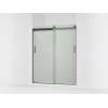 Sliding shower door, 74" H x 56-5/8 - 59-5/8" W, with 1/4" thick Frosted glass and blade handles