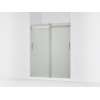 Sliding shower door, 74" H x 56-5/8 - 59-5/8" W, with 1/4" thick Frosted glass and blade handles